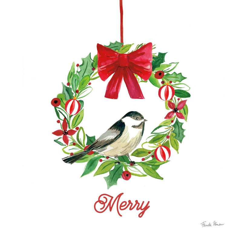 «Holiday Wreath» par Farida Zaman - impression sur toile tendue, H 12 po x l 12 po x P 1,25 po, Non, Toile tendue