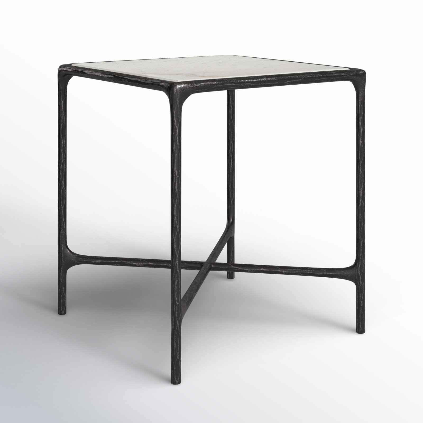Evelynn End Table, Black, White Marble