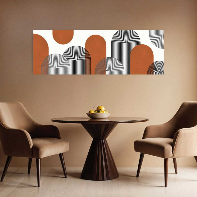 Art géométrique contemporain abstrait géométrique, H 16 po x l 48 po