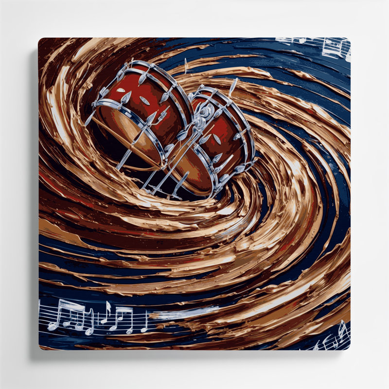 «Music Timpani», art mural en métal mauve, H 12 po x l 12 po