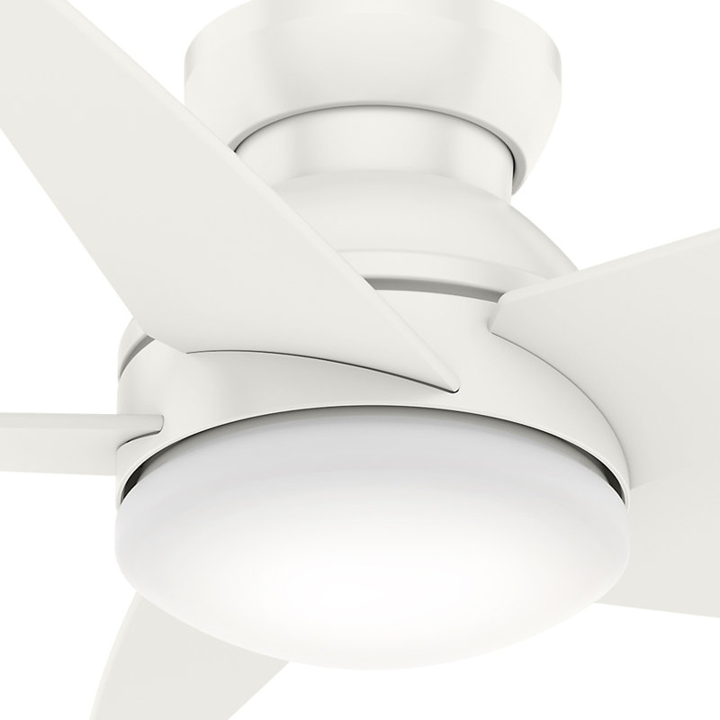 44" Isotope 5 - Blade LED Flush Mount Ceiling Fan with Wall Control and Light Kit Included, Fresh White