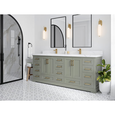 Esin 84'' Double Bathroom Vanity with Quartz Top