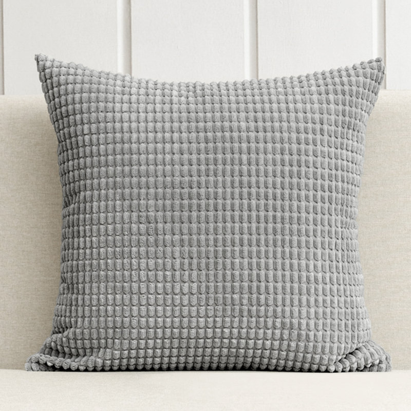 Housse de coussin carré en velours côtelé, H 18 po x l 18 po, Gris