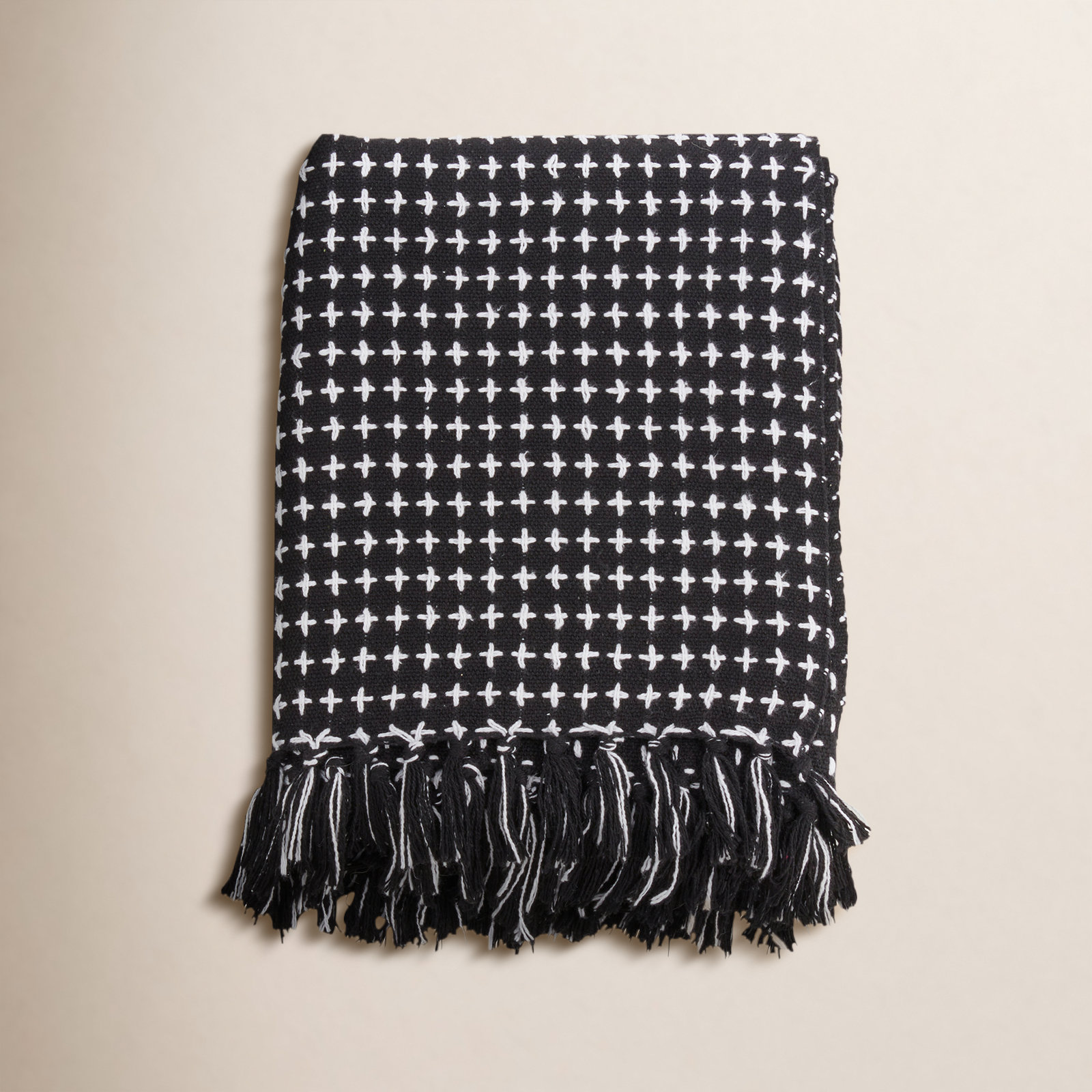 Fairdale Cotton Hand Woven Throw Blanket, Black