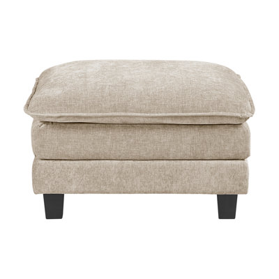 Pouf en chenille, 86 cm L x 66 cm l x 52 cm H, contreplaqué, monobloc, pouf d'appoint, taupe, chenille taupe avec ressorts ensachés et mousse haute densité
