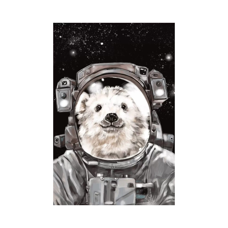 Astronaut Polar Bear Selfie by Big Nose Work - Wrapped Canvas Gallery-Wrapped Canvas Giclée, 20.32 cm H x 30.48 cm W