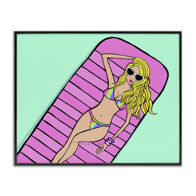 «Trendy Girl on Pool Float», estampe numérique, design par Katie Conley