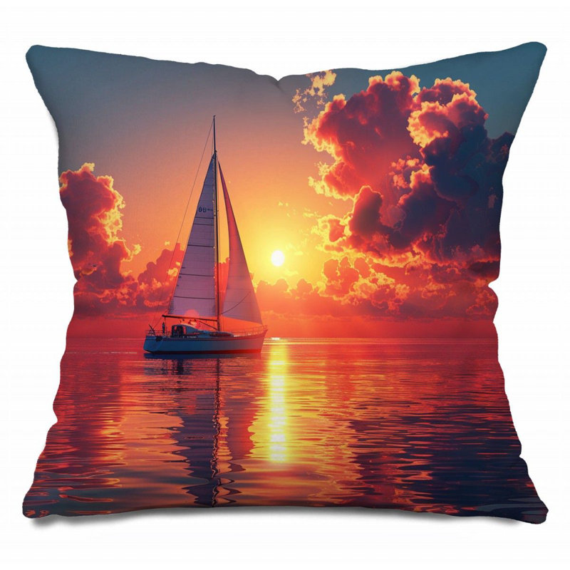  Cotton Blend Reversible Throw Pillow, 14"H x 14"W