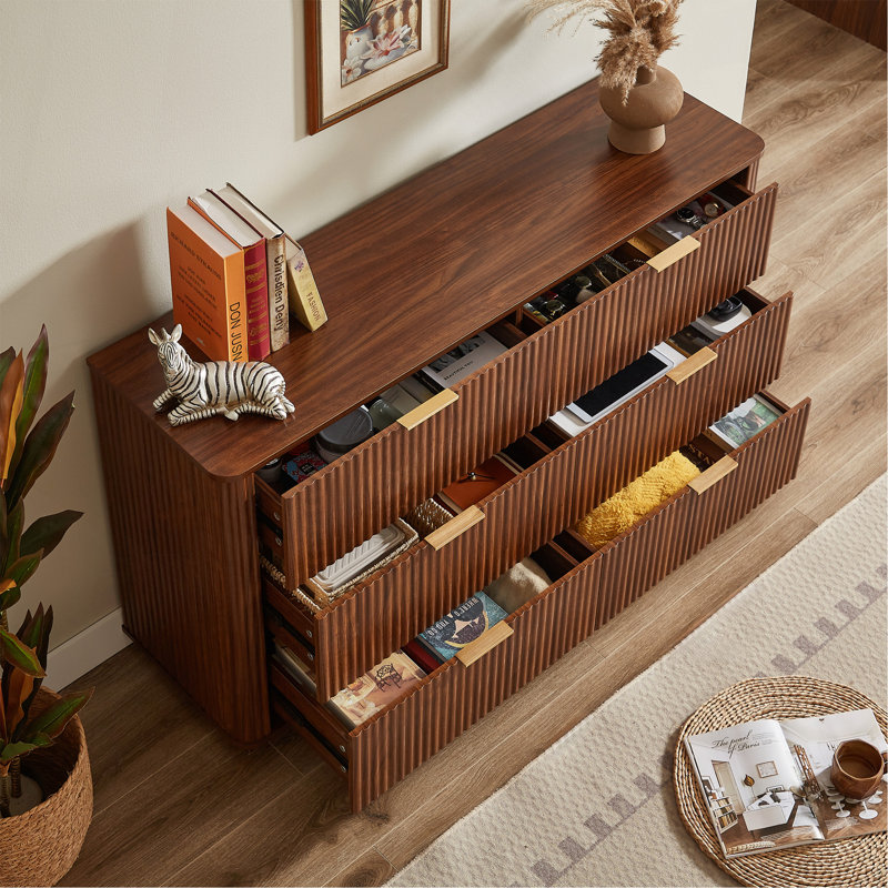 55'' W 6 - Drawer Dresser, Walnut