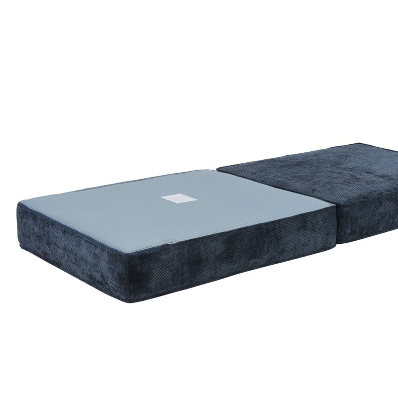 80cm Wide Velvet Rectangle Standard Ottoman, Dark Blue