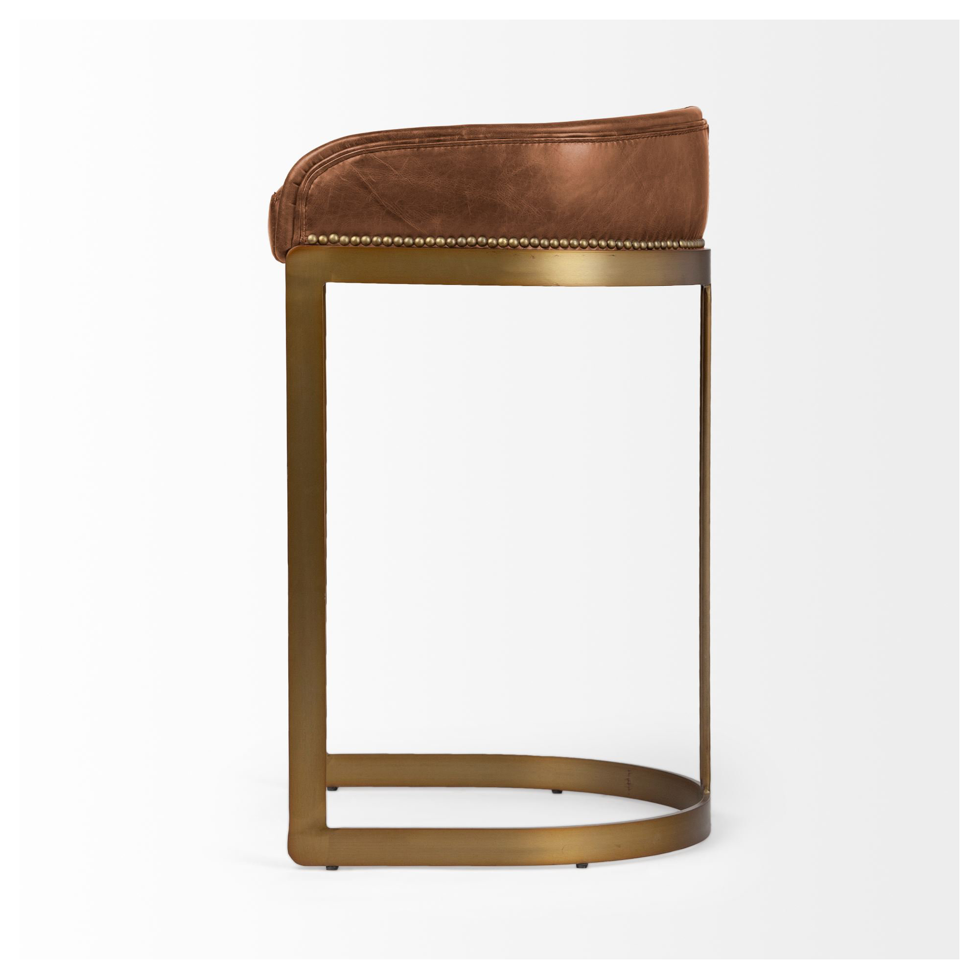 Bradley Genuine Leather Bar & Counter Stool, Brown, Bar Stool (28.75" Seat Height)