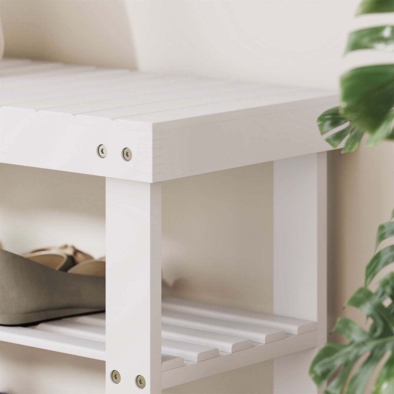 Shoe Storage Bench, 45cm H x 70cm W x 28cm D, White