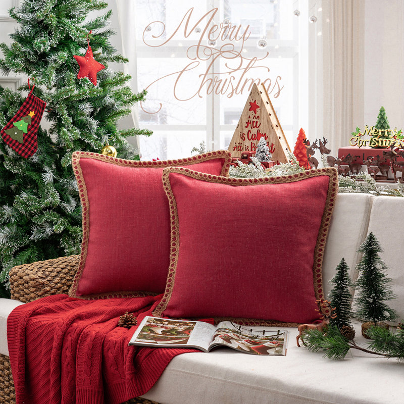 Coussin Chrismas, 18 po x 18 po, Rouge