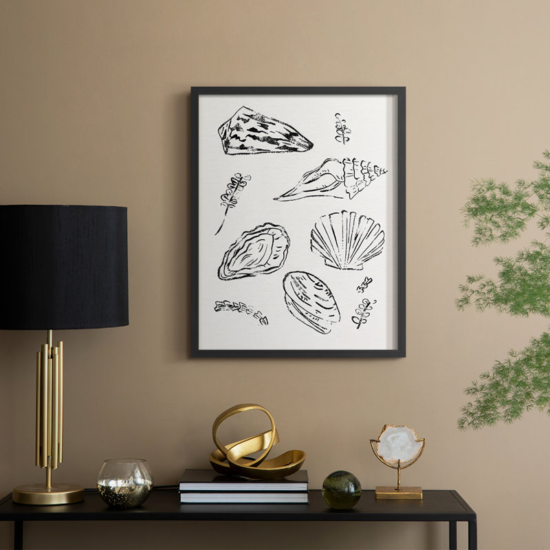Sea Spirals I, reproduction encadrée - bois massif, Noir, noir, noir, noir, H 11 po x l 9 po