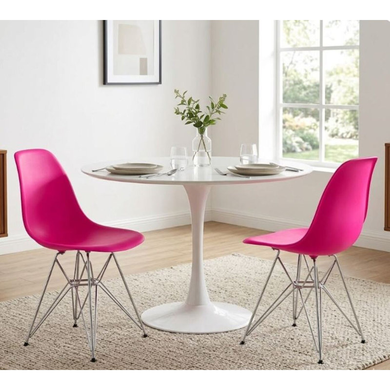 Chaise en plastique Luna, Rose foncé, Chrome chrome