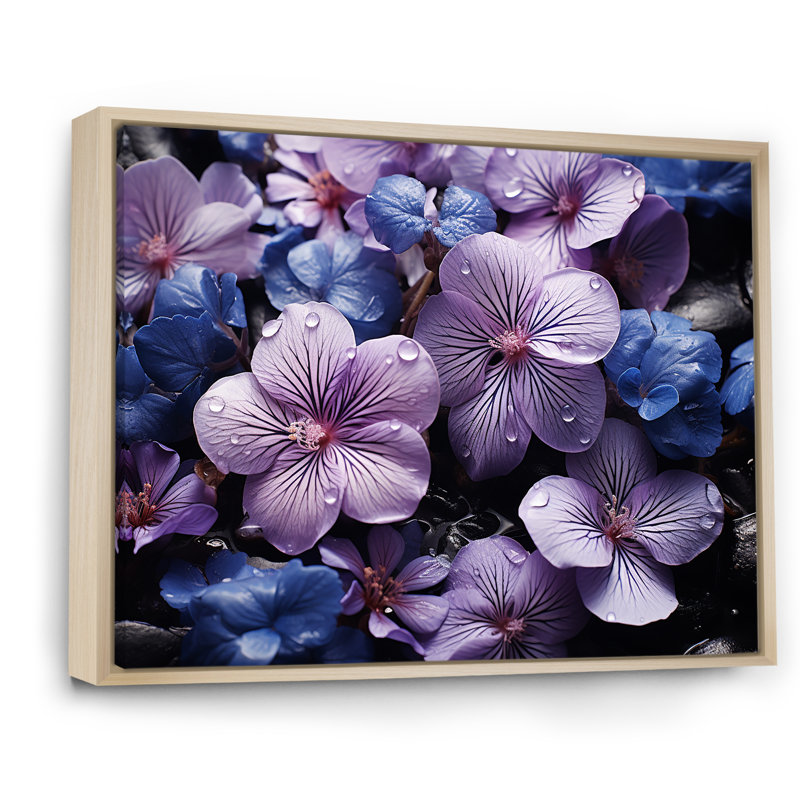«Violets In Amethyst Hues Grow Larside I», reproduction sur toile, Cadre naturel flottant, H 30 po x l 40 po x P 1,5 po
