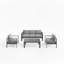Ensemble de conversation 4 pièces pour patio moderne en aluminium 4 pièces, canapé d'extérieur 5 places avec coussins épais gris foncé et structure grise et table basse
