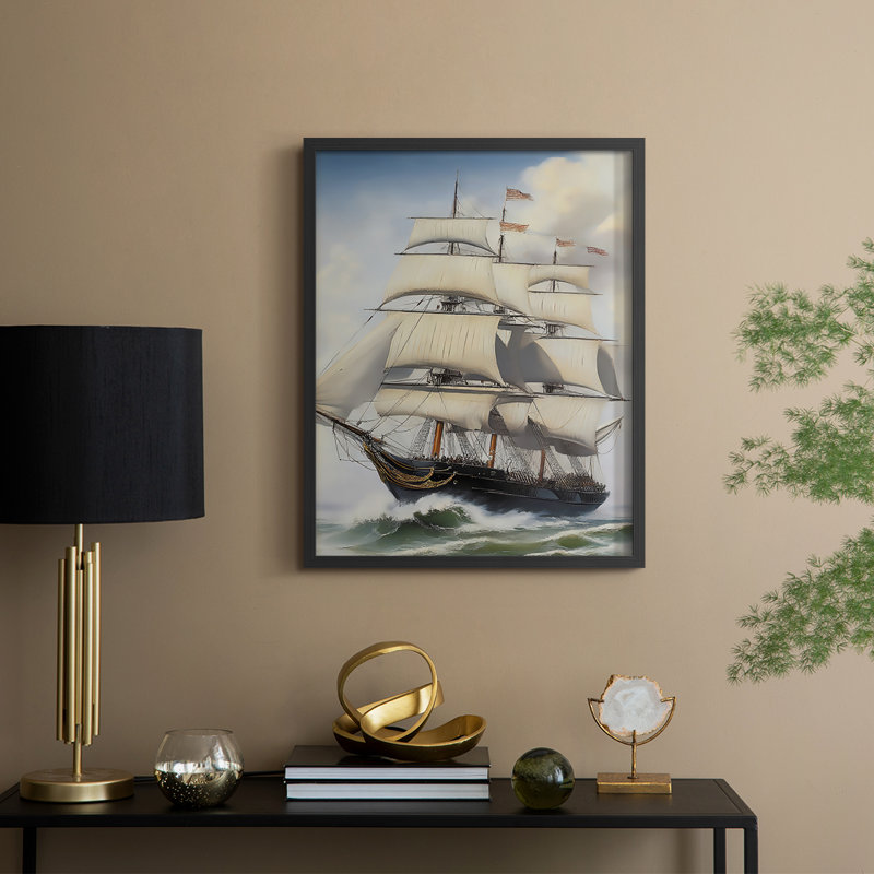 NAUTICAL Series LV III, reproduction encadrée - bois massif, Noir, noir, noir, noir, H 30 po x l 24 po