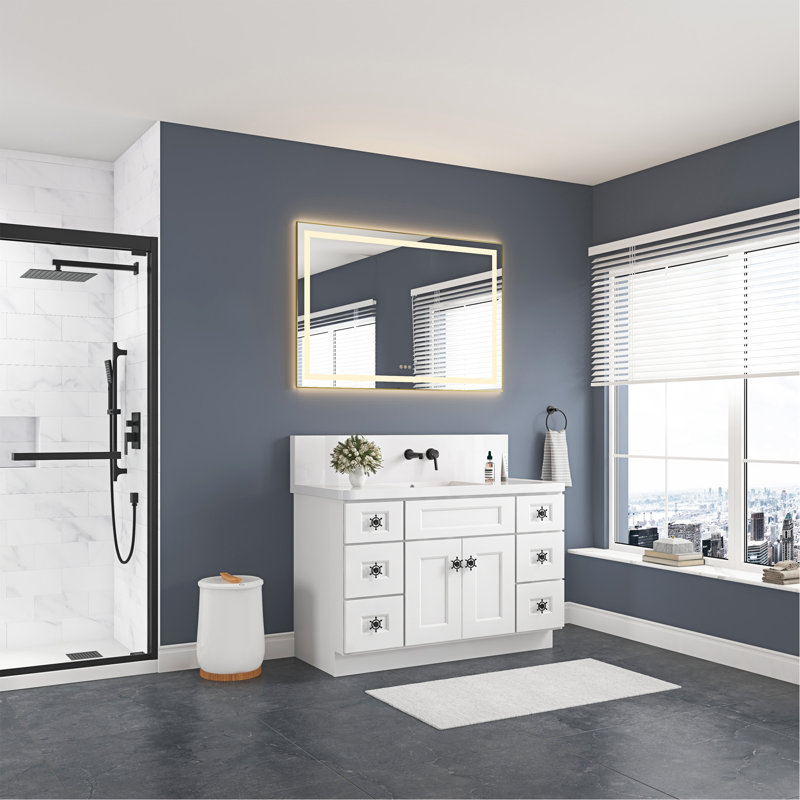 Multi-Functional Bathroom LED Mirror With Smart Touch Buttons And Rapid Defogging