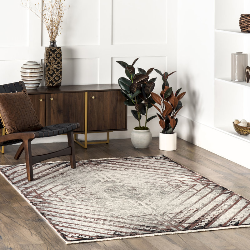 Jesse Geometric Faded Fringe Area Rug, Rectangle 5'3" x 7'7"