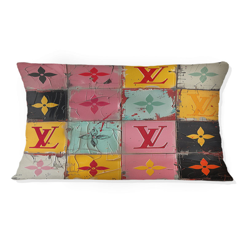 Designer à damier Fashion II - Coussin tendance, 12" x 20", Forme rectangulaire