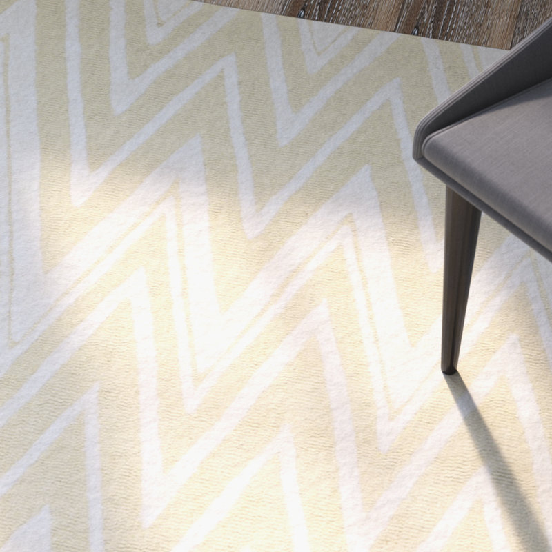 Sanyla Hand Tufted Wool Chevron Rug, Rectangle 8' x 10'