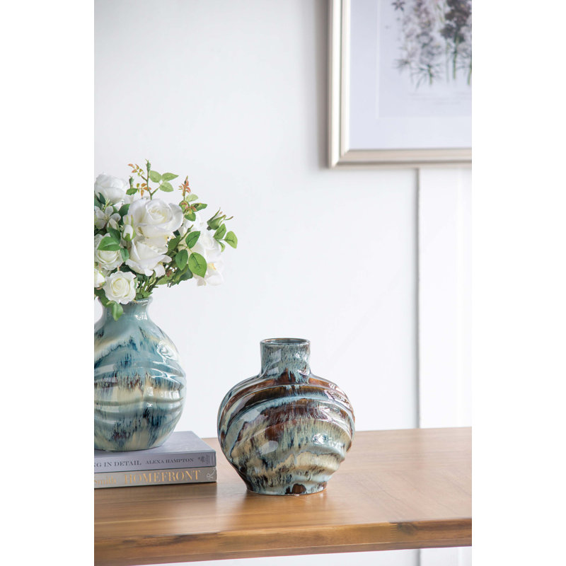 Vase bleu et brun