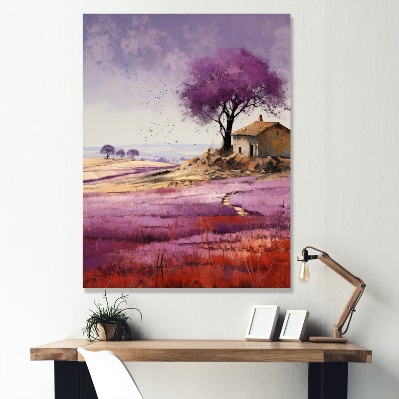 Champ mauve sur la côte d'azur sur toile, Toile tendue, H 44 po x l 34 po