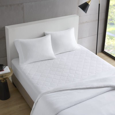 Sleep Philosophy All Natural White Cotton Percale Quilted Queen Mattress Pad