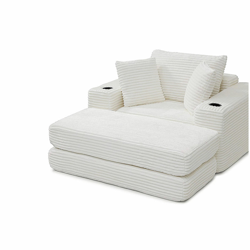 Canapé-lit 52 po en os surdimensionné et confortable 52 po, Beige
