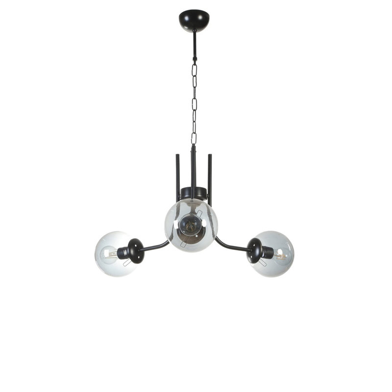 Élégant lustre noir et fumées, structure en métal, 25,6 po de diamètre x 27,6 po de hauteur | Douille E27, 40 W maximum | Homologué IP20, éclairage élégant pour le salon, la salle à manger et le vestibule, design moderne parfait pour tout décor