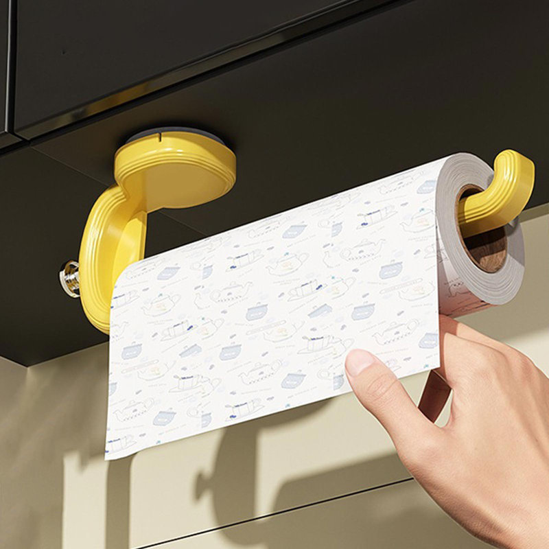 Porte-serviettes de bain à ventouse sans perçage sous l'armoire, Jaune