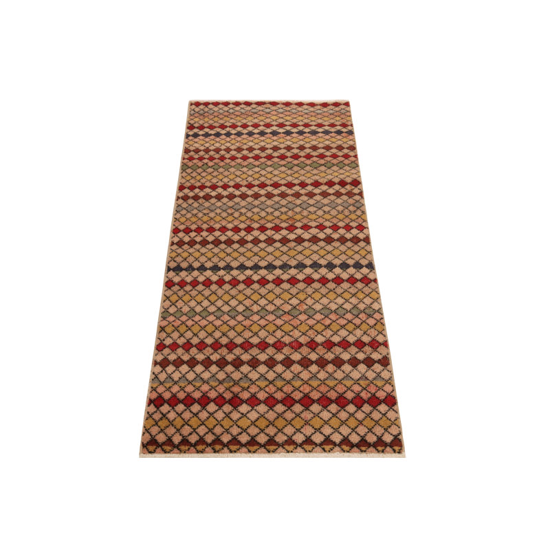 Pasha Wool Geometric Area Rug in Brown/Red/Yellow