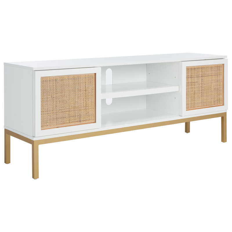 Meuble télé pour téléviseur de 55 po ou moins Prudhoe, Blanc / naturel