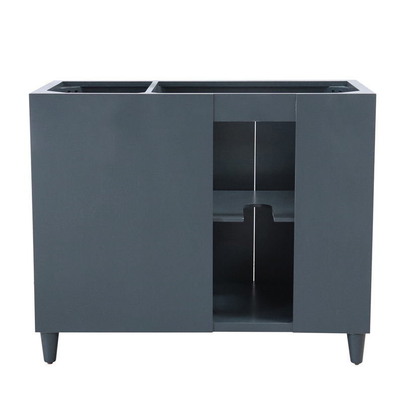 Meuble-lavabo simple 39,37 po avec comptoir en granite, Gris foncé, Gris clair