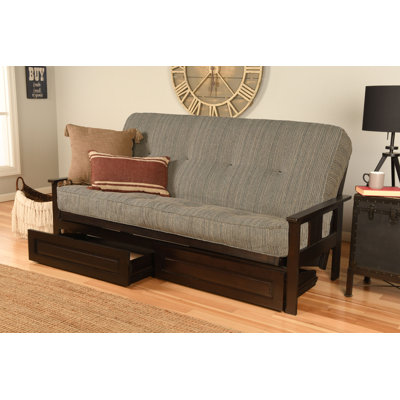 Stratford Full-Size Futon Frame Includes Storage Drawers and Mattress