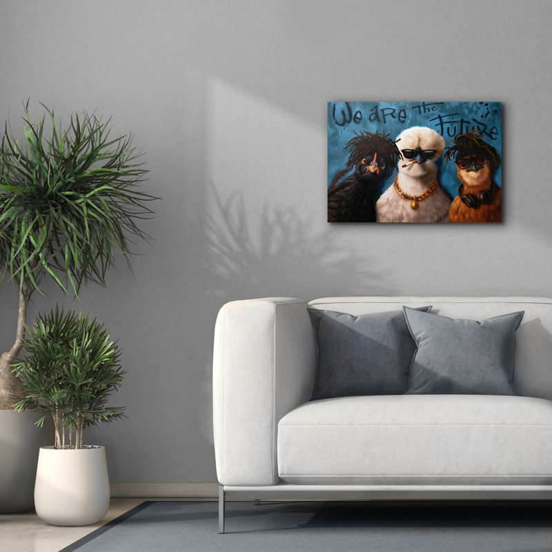 Toile épique Graffiti «Poultry In Motion» par Lucia Heffernan, 26 po x 18 po, H 18 po x l 26 po