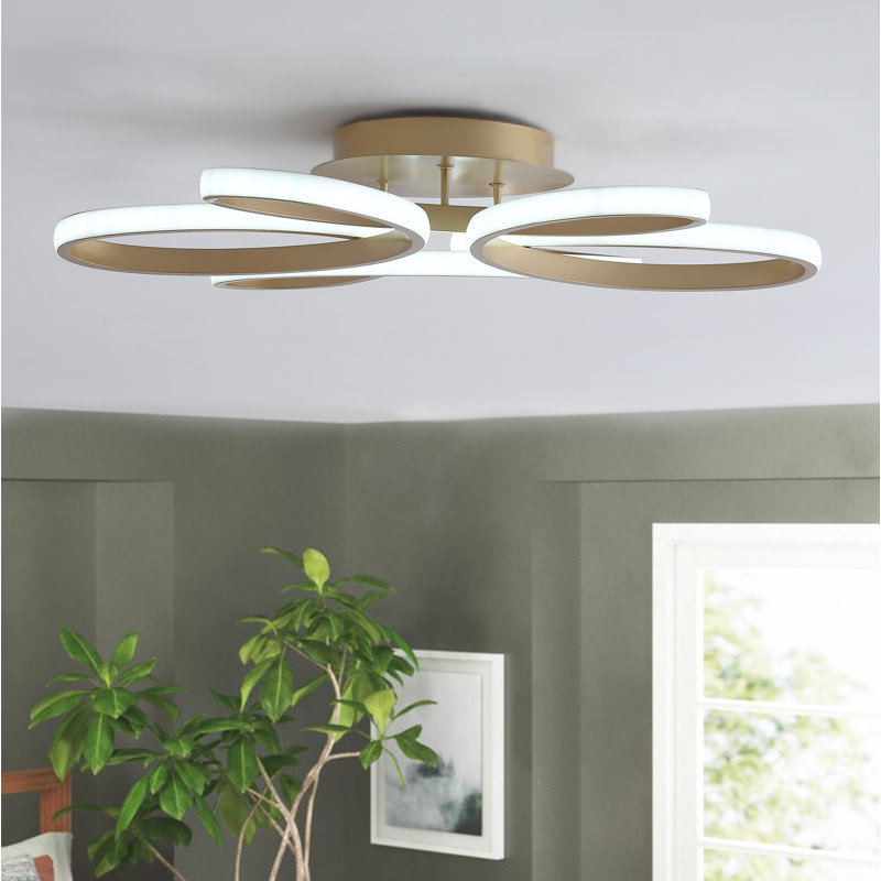 Plafonnier encastré à DEL 1 lumière 6000K 22,8 po Aliana, Doré