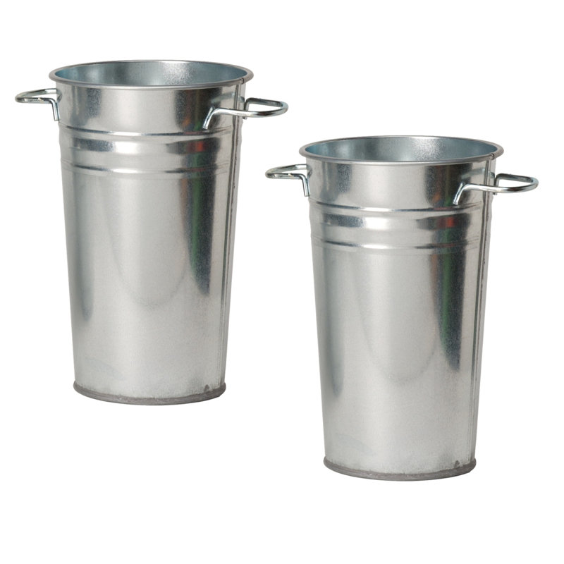 Boylon Galvanized 2 Piece Floor Vase Set, 12" H x 7" W x 7" D