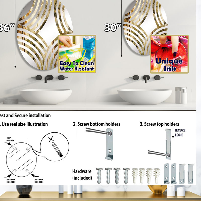 Palmier Desert Oasis III - Miroir décoratif Baptist Fan | Ovale, L 20 po x H 30 po