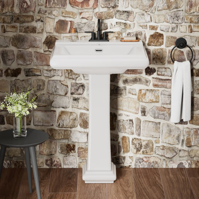 Los Flexi 26" x 20" Bathroom Pedestal Sink with Overflow, Includes 3 Faucet Holes at 4" Centers