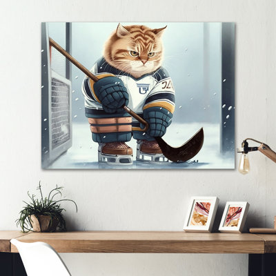 Dessin animé «Hocket Cat on Ice Rink II», impression sur toile