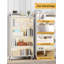  Armoire de cuisine à 5 niveaux avec 4 portes rabattables, support de boulanger de cuisine autoportant avec 4 roulettes, pour la salle à manger, le salon et la salle de bain, blanc
