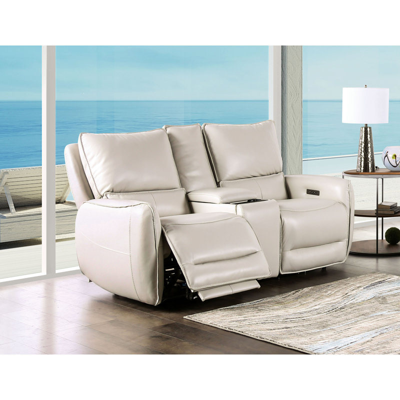 Causeuse inclinable en cuir Chelo, Beige