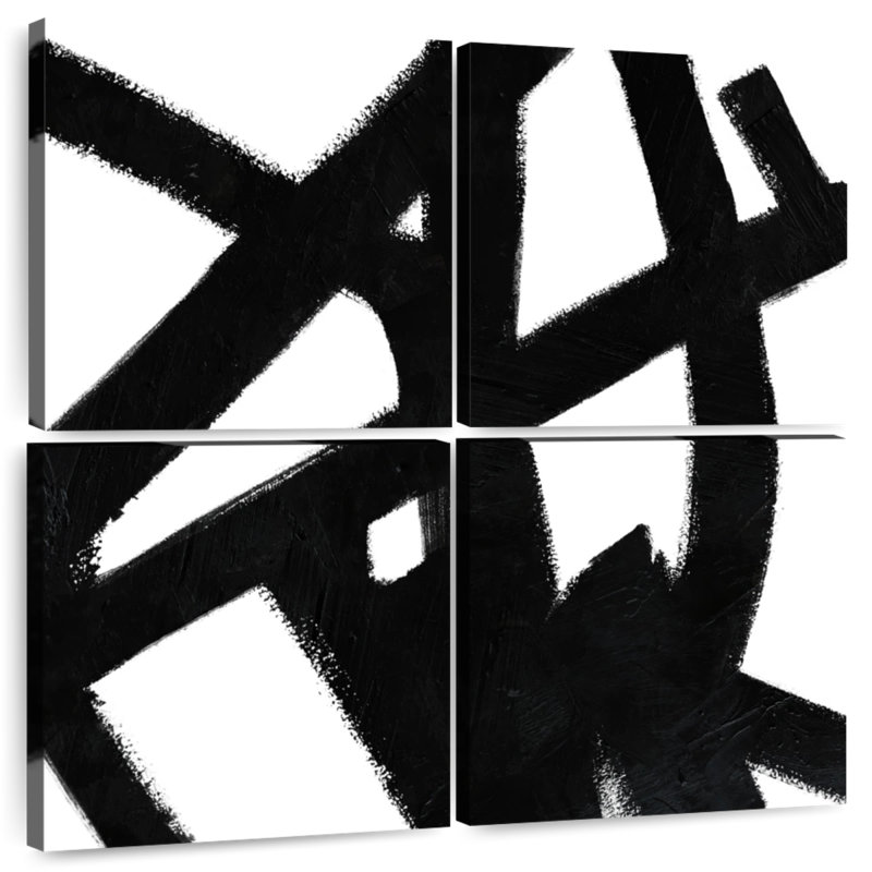 Black Ink Streaks II, 50" H x 50" W