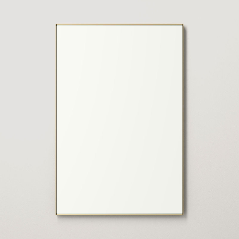 Carey Metal Flat Wall Mirror, 30" x 20", Gold
