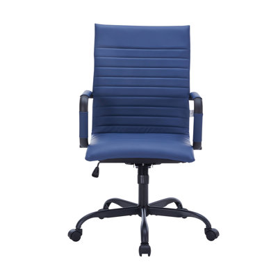 Chaise de bureau ergonomique à dossier moyen avec siège en cuir, inclinable et réglable en hauteur, pivotant à 360 °, structure en fer durable - chaise de bureau et de salle de conférence moderne