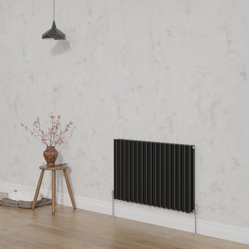 Shirly Horizontal Oval Panel Radiators, Normal Black, 60cm H x 100.3cm W, 2