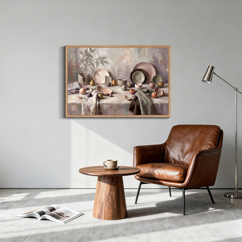 «Fruit and Broken Pottery in Mute Earth Tones», art mural sur toile, H 32 po x l 48 po