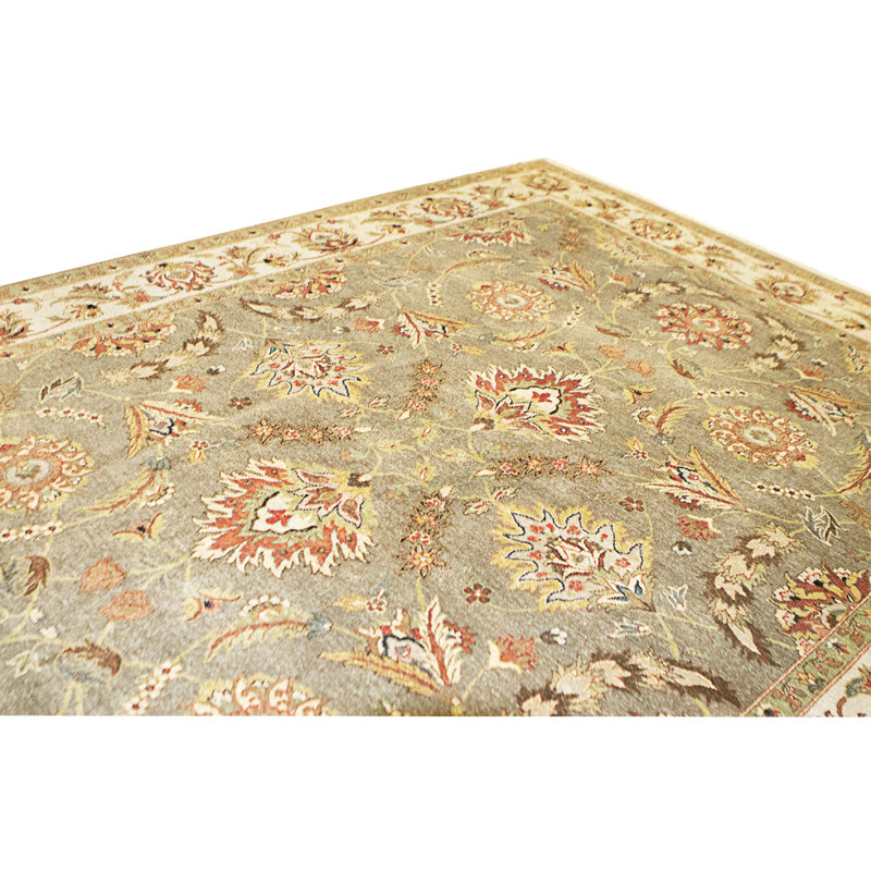 Tapis brun et crème noué à la main de haute qualité